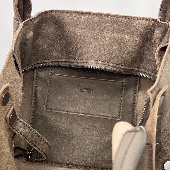 HAMMITT Oliver Zip Tote Womens Large Distressed Taupe Gray Studded Shoulder Bag - Picture 9 of 16